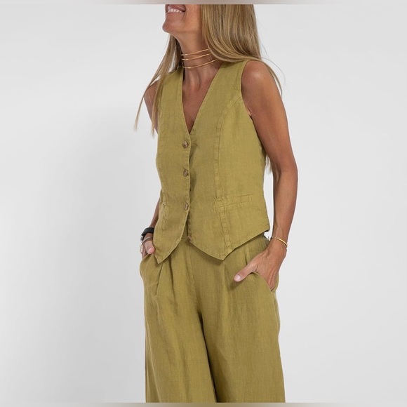 pennsoy Pants - Women's Light Yellow/Green Pant & Vest Set